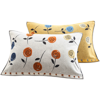 KINGSHORE 金号 纯棉枕巾一对 四季通用吸汗透气全棉加厚枕头巾 小花白+黄