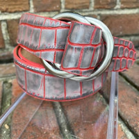 KW W. Kleinberg - O-Ring Leather Belt Embossed Croc