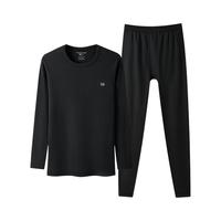 三枪 保暖内衣男女秋衣秋裤套装纯棉加厚秋冬季 黑色