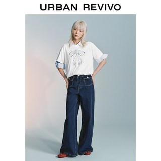 UR2026春季女装都市翻盖口袋阔腿牛仔长裤UYU860011 天蓝 30