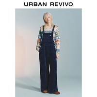 UR2026春季女装灯芯绒小狗图案休闲背带裤UYL860005 宝蓝 25