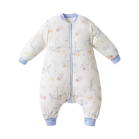 十月结晶婴儿分腿睡袋薄夹棉睡袋婴幼儿纯棉恒温防惊跳防踢被 鲸澜云梦90