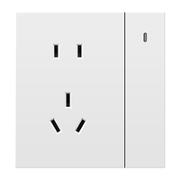 家的（GAMDER） V20复位开关插座86型肤感白墙壁暗装五孔家用插座带LED指示灯 一开复位五孔