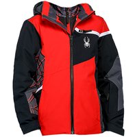 SPYDER蜘蛛秋冬儿童SKI防风防水Primaloft可拆连帽保暖滑雪服20UF121K 火山红黑-630