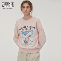 TEENIE WEENIE 小熊女装时尚卫衣冬季简约圆领基础休闲舒适加绒上衣 浅粉色