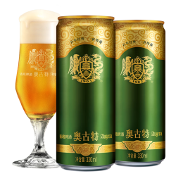 青岛啤酒 奥古特（Augerta）年货送礼整箱 330mL 24罐 （赠6听）