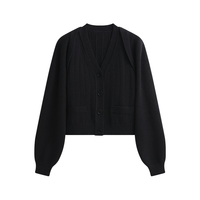 KBNE针织开衫女两件套2024春季今年流行漂亮套装 黑色 M