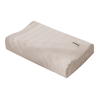 无印良品A类全棉乳胶枕套一对装 100%纯棉可水洗记忆棉枕头套枕芯套2只装 咖条【100%水洗棉 A类抗菌】