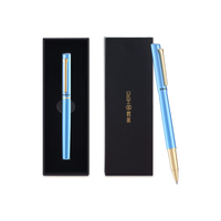 英雄（HERO）中性笔P355 0.5mm子弹头金属笔杆男女士会议签字笔 蓝色单支 精装 蓝色单支-精装