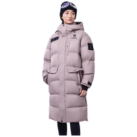 骆驼(CAMEL)【大鹅绒】户外极寒鹅绒羽绒服24冬季男女同款长款面包服 XL 灰藕粉,男女同款