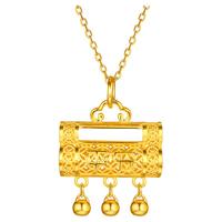 金至尊平安同心锁黄金吊坠女 足金999平安锁长命锁金挂坠