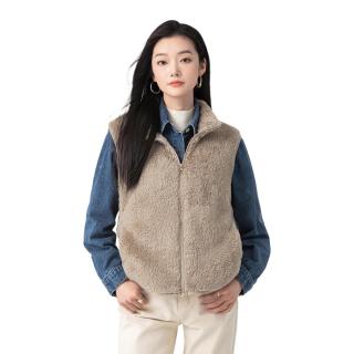 雪中飞 摇粒绒马甲女2025秋冬休闲时尚外套 深米