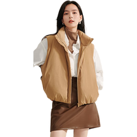 茵曼(INMAN)宽松短款轻盈羽绒服马甲背心2024冬季女装白鸭绒无袖外套 咖啡色 M