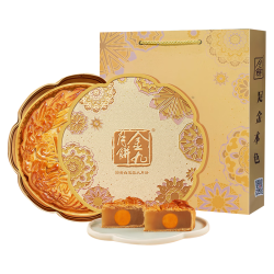金九月饼 金九蛋黄白莲蓉吴川广式大月饼1斤中秋月饼送礼四蛋黄月饼礼盒装