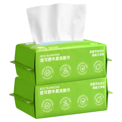 优可舒 一次性洗脸巾80抽*2包抽取式干湿两用一次性毛巾擦脸巾绵柔洁面巾