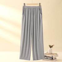 芬腾 睡裤女柔软云柔棉舒长裤家居裤 浅灰 L