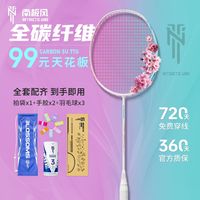 南极风 繁花全碳素羽毛球拍单拍4U超轻均衡之刃耐用型国风小钢炮