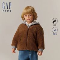 Gap/盖璞 仿羊羔绒撞色拼接 儿童连帽外套