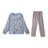 安之伴 睡衣女秋冬法兰绒家居服套装