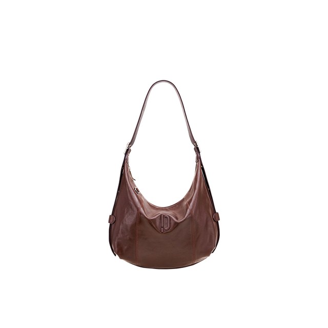 移动端：PECO 豌豆系列 男女通用单肩包 953 中号布朗尼色头层半树膏小牛