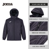 Joma荷马连帽风雨衣休闲跑步上衣卫衣男子运动拉链梭织训练外套 黑色 M