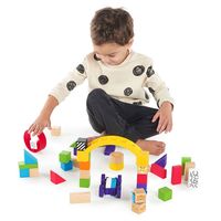 Hape好奇多乐积木套1-2-3岁木制宝宝男女孩智力拼搭儿童益智玩具