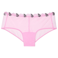 维多利亚的秘密 PINK 蝴蝶刺绣双腰带甜美低腰半包臀内裤 75LA粉色蝴蝶花边印花 11262495 1条