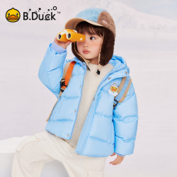 B.Duck 童装儿童羽绒服加厚冬装男童连帽外套女童羽绒服过年服 宁静蓝