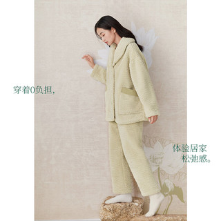 安之伴【巨好睡】睡衣晚秋保暖雪棉绒休闲纯色长袖女士家居服可外穿 深草绿 L