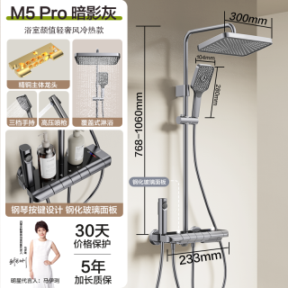 国家补贴、88VIP：四季沐歌 M5pro 四功能琴键冷热花洒套装 暗影灰
