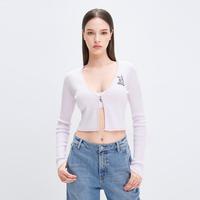 MISS SIXTY 小香风修身V领撞色法式条纹女士毛织外套