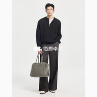 伯爵卓尔 Earl Joel半拉链亨利领针织衫男士含羊毛休闲毛衣男2026春季新款 Y611063 耀夜黑 XL (180)