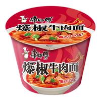 康师傅经典方便面红油爆椒牛肉面116g*12桶装即食夜宵速食快餐泡面食品 爆椒牛肉面*6桶