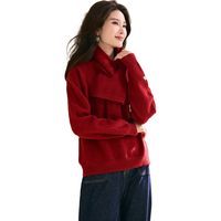 TERRE BLEUE新年红色马年毛衣女2025冬季圆领长袖保暖针织衫女宽松显瘦打底衫