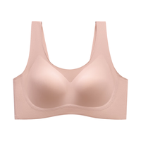 都市丽人内衣女无钢圈聚拢文胸裸感无痕背心式文胸中厚杯防走光胸罩LB06D2 粉肤 XXL