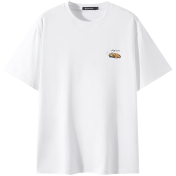 gxgjeans 男装 多色趣味绣花休闲宽松时尚圆领短袖T恤男 25夏 白色 2XL (185)