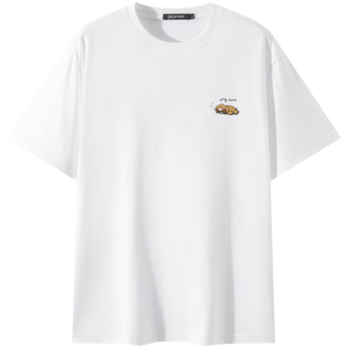 gxgjeans 男装 多色趣味绣花休闲宽松时尚圆领短袖T恤男 25夏 白色 2XL (185)