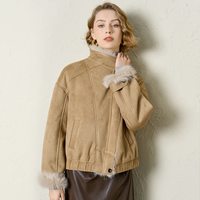  YANYEE/颜域 皮毛一体保暖 女士毛绒大衣  驼色 S