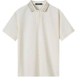 gxgjeans 【限时五折】 美式休闲字母提花翻领男式POLO衫 米色