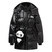 波司登（BOSIDENG）儿童羽绒服90绒女童连帽5A抗菌印花短款冬季加厚外套T30145162AE 黑色8056【680+蓬松度】 140 /64 140/64