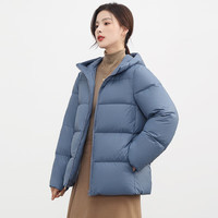 鸭鸭(YAYA)冬季新款羽绒服女短款连帽面包服宽松时尚休闲保暖外套连帽 浅米色 M 【105-120斤】