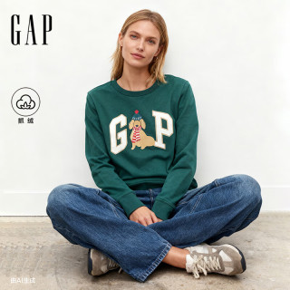 Gap 男女装2025冬季红色新年抓绒卫衣美版800444 绿色 M 美码  L亚洲码170/96A