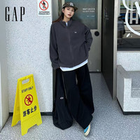 盖璞女装2025秋季刺绣logo摇粒绒宽松拉链立领外套保暖 灰色 M (165/88A) 亚洲尺码