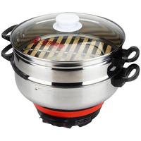 多星锅品牌正品山东多星电热锅多功能电锅家用电煮锅带蒸笼电蒸锅