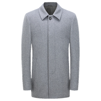 雅戈尔大衣男翻领商务大衣羊毛高级面料手感软糯丝滑穿着有型 灰色 175/96A