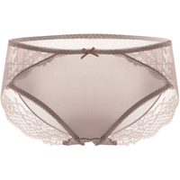 金三塔女式内裤100%桑蚕丝中腰蕾丝性感三角裤真丝内裤女 薄雾粉 1条