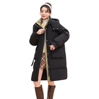 雪中飞服饰五折25秋冬新款女士时尚休闲简约防风连帽立领长款羽绒服