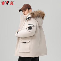 YALU/雅鹿 加厚保暖 男士羽绒服 大毛领 连帽 卡其色 XL (180)