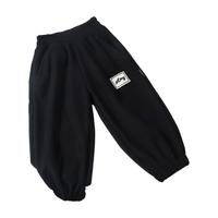 MQDMINI2025儿童裤子韩版男童女童中大童休闲欧棉绒长裤百搭束脚卫裤 春款休闲裤-黑色 (身高106-115cm) 120