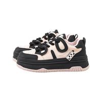 森马Semir女鞋板鞋女款2024秋冬季厚底增高运动休闲百搭熊猫鞋子 粉色 35